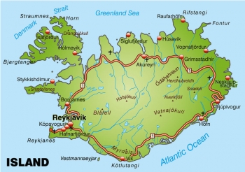  Carte magnétique de l'islande, route, détaillée