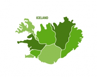  Carte magnétique de l'islande, illustré, vert