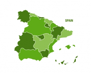  Carte magnétique de l'Espagne, illustré, vert