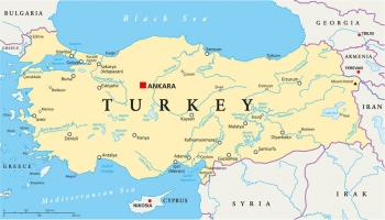  Carte magnétique de la Turquie, administrative, COLOREE