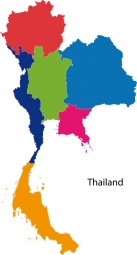  Carte magnétique de la Thaïlande, administrative, COLOREE