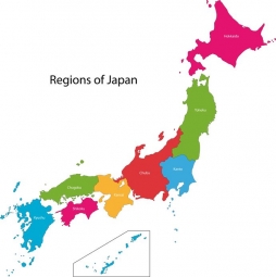  Carte magnétique du Japon, illustré, COLOREE