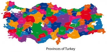  Carte magnétique de la Turquie, administrative, COLOREE