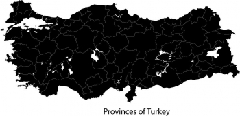  Carte magnétique de la Turquie, illustré, noir