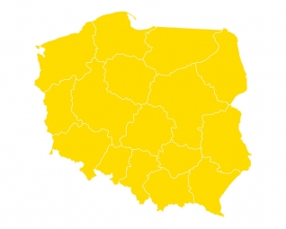  Carte magnétique de la Pologne, illustré, jaune