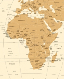  Carte magnétique de l'Afrique, vintage, brun