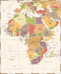  Carte magnétique de l'Afrique, vintage, détaillée