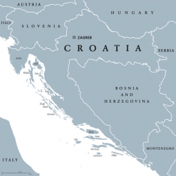  Carte magnétique de la Croatie, illustré, gris