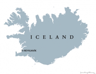  Carte magnétique de l'islande, illustré, gris