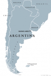  Carte magnétique DE L'ARGENTINE, illustré, gris