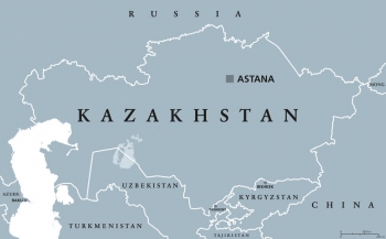  Carte magnétique du Kazakhstan, illustré, gris