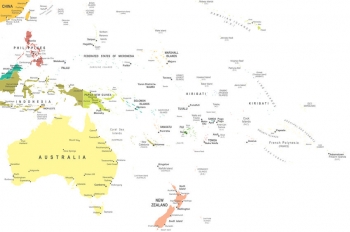  Carte magnétique Australie et Ocenies, politique, COLOREE