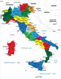  Carte magnétique de l'Italie, illustré, COLOREE