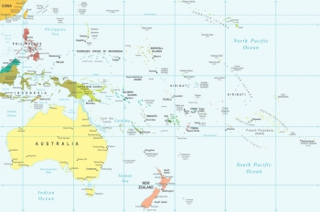  Carte magnétique Australie et Ocenies, politique, COLOREE