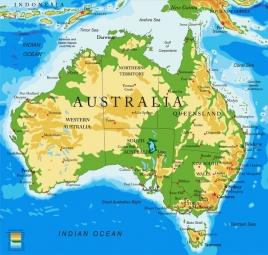  Carte magnétique de l'Australie, géographique, COLOREE