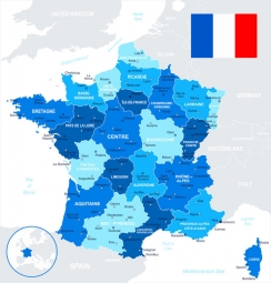 Carte magnétique France, illustré, bleu