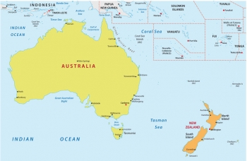  Carte magnétique Australie et Ocenies, politique, COLOREE
