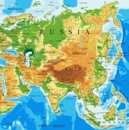  Carte magnétique D'ASIE, géographique, COLOREE