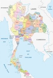  Carte magnétique de la Thaïlande, administrative, COLOREE