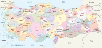  Carte magnétique de la Turquie, administrative, COLOREE