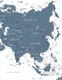  Carte magnétique D'ASIE, illustré, gris