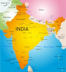  Carte magnétique de l'Inde, illustré, COLOREE