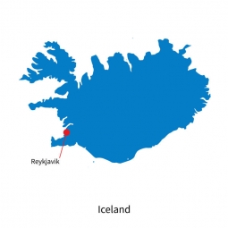  Carte magnétique de l'islande, illustré, bleu