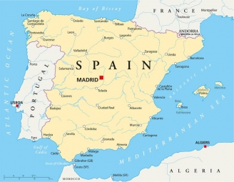  Carte magnétique de l'Espagne, politique, beige