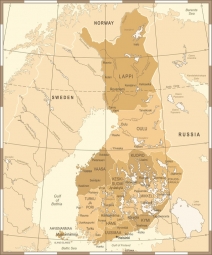  Carte magnétique de la Finlande, vintage, brun