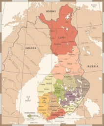  Carte magnétique de la Finlande, vintage, COLOREE