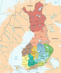  Carte magnétique de la Finlande, DETAILLEE, COLOREE