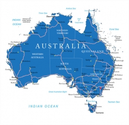  Carte magnétique de l'Australie, route, bleu