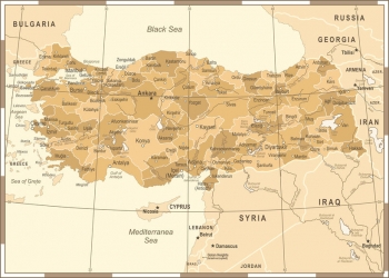  Carte magnétique de la Turquie, vintage, brun