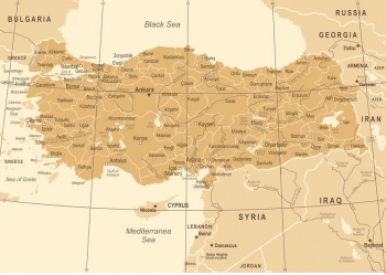  Carte magnétique de la Turquie, vintage, brun