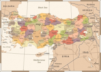  Carte magnétique de la Turquie, vecteur, COLOREE