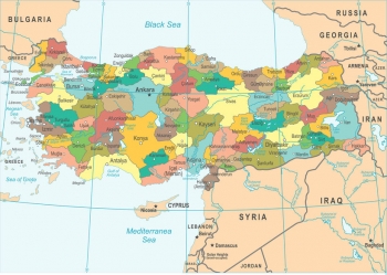  Carte magnétique de la Turquie, illustré, COLOREE