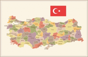  Carte magnétique de la Turquie, vintage, COLOREE