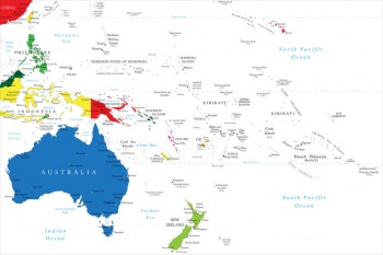  Carte magnétique Australie et Ocenies, politique, COLOREE