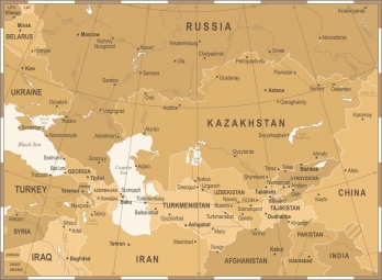  Carte magnétique du Kazakhstan, vintage, brun