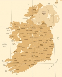  Carte magnétique de l'Irlande, vintage, brun