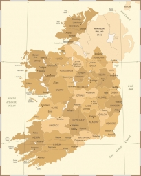  Carte magnétique de l'Irlande, vintage, brun