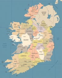  Carte magnétique de l'Irlande, DETAILLEE, COLOREE