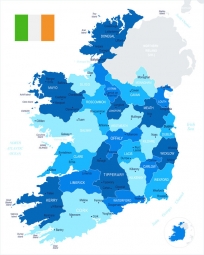  Carte magnétique de l'Irlande, DETAILLEE, bleu
