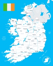  Carte magnétique de l'Irlande, DETAILLEE, blanc bleu