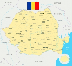  Carte magnétique La Roumanie, DETAILLEE, jaune