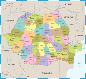  Carte magnétique La Roumanie, vecteur, COLOREE