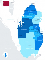  Carte magnétique de Qatar, vecteur, bleu