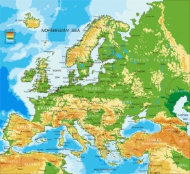  Carte magnétique de l'Europe, géographique, COLOREE