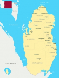  Carte magnétique de Qatar, DETAILLEE, jaune-bleu