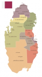  Carte magnétique de Qatar, DETAILLEE, COLOREE